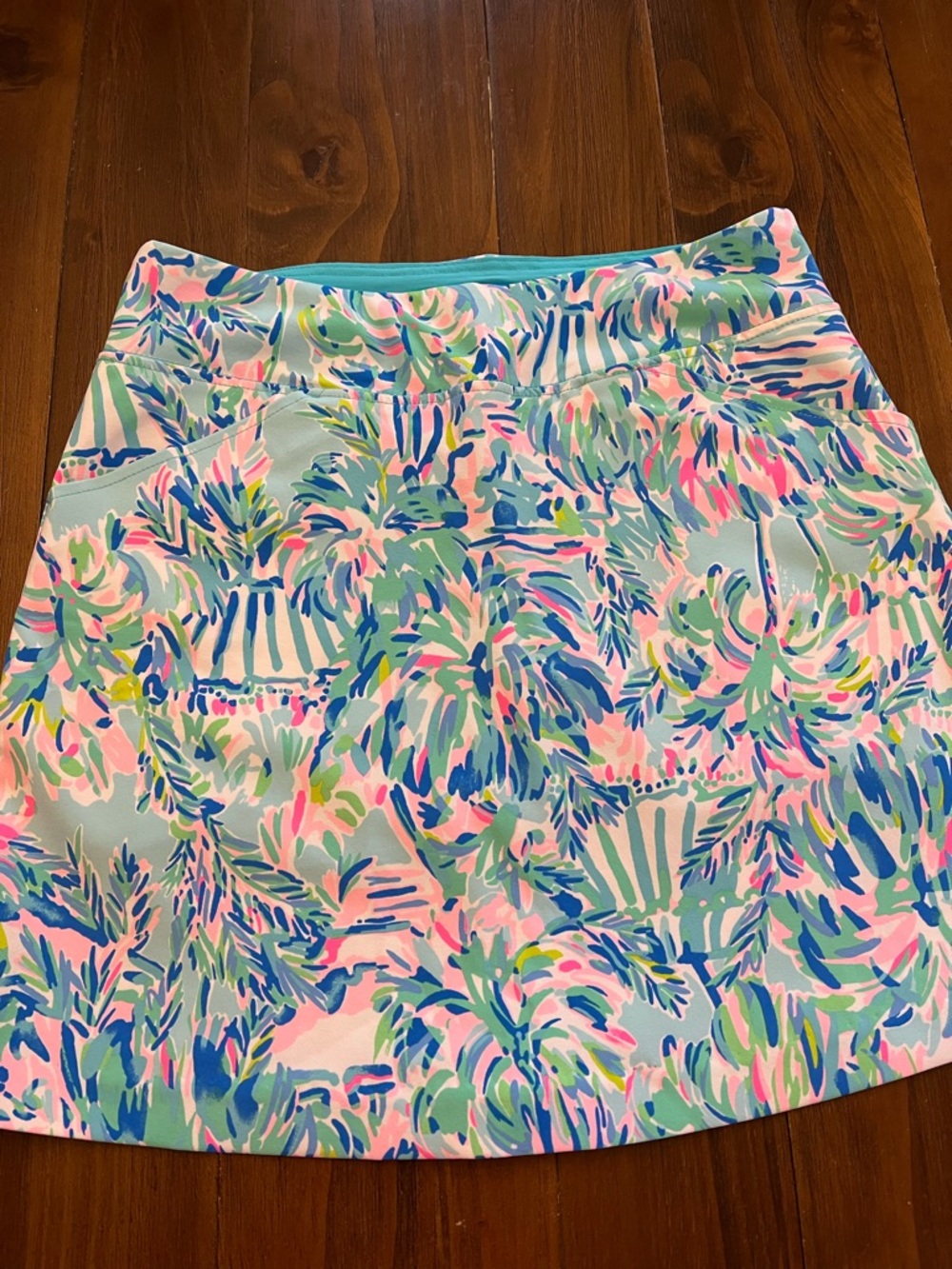 Lilly Pulitzer Turquoise with Pink and Blue Floral Print Skirt